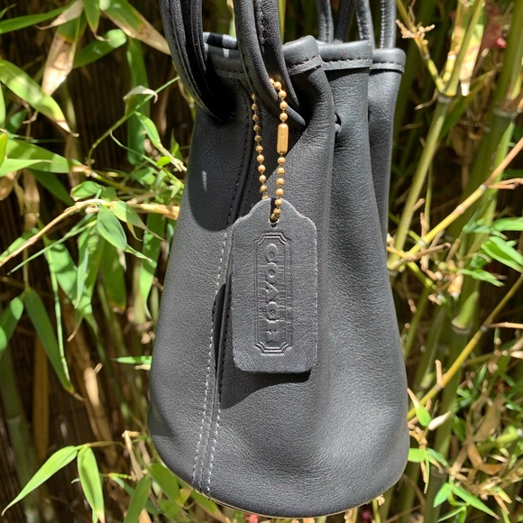 RARE vintage COACH 4144 Littleton mini black leather drawstring shoulder bag - Picture 2 of 15